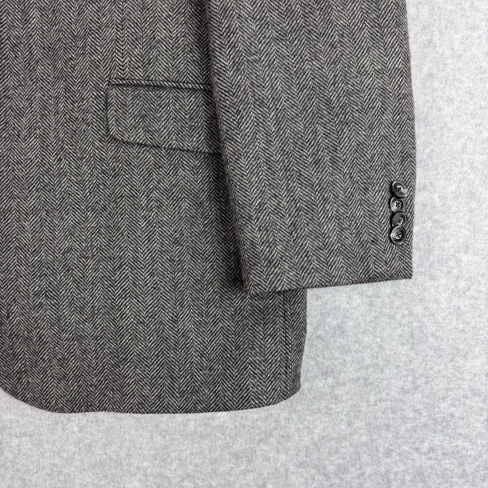 Jos‎ A Bank 1905 Blazer Mens 44 Short Gray Herringbone Wool Sport Coat Jacket